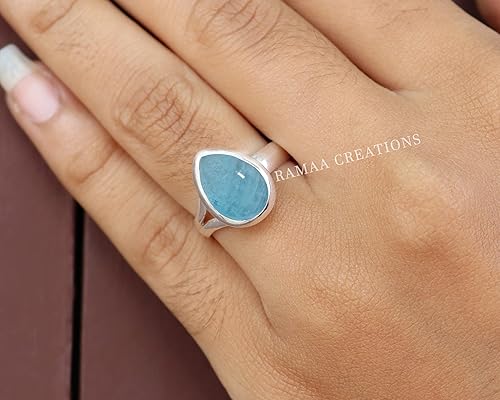 Miniatura 8 de Natural Gemstone Ring  Birthstone Handmade Silver Ring  Pear Shape Gemstone Ring  Sterling Silver 925  Handmade Jewelry (Sunstone, 7)