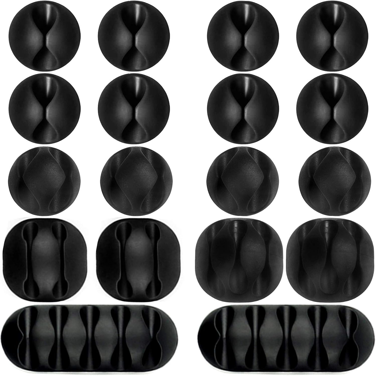 Cable Clips, 18 Pack Black Cord Organizer Cable Management for Organizing Cable Cords Home and Office, Self Adhesive Cord Holders.