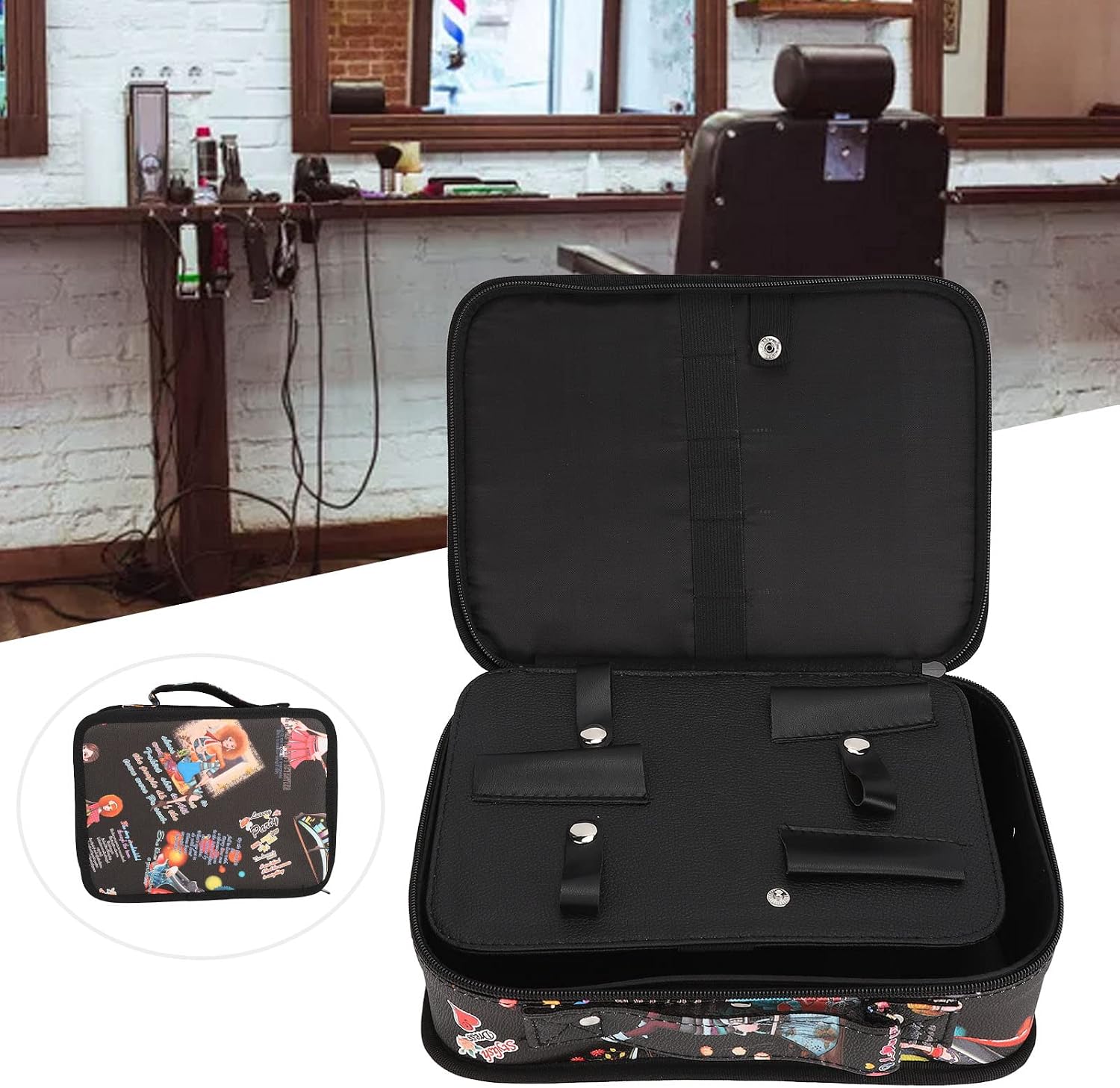 Barber Carrying Case, Stylist Tool Storage Bag Multifunction for Scissors Combs Hair Clippers