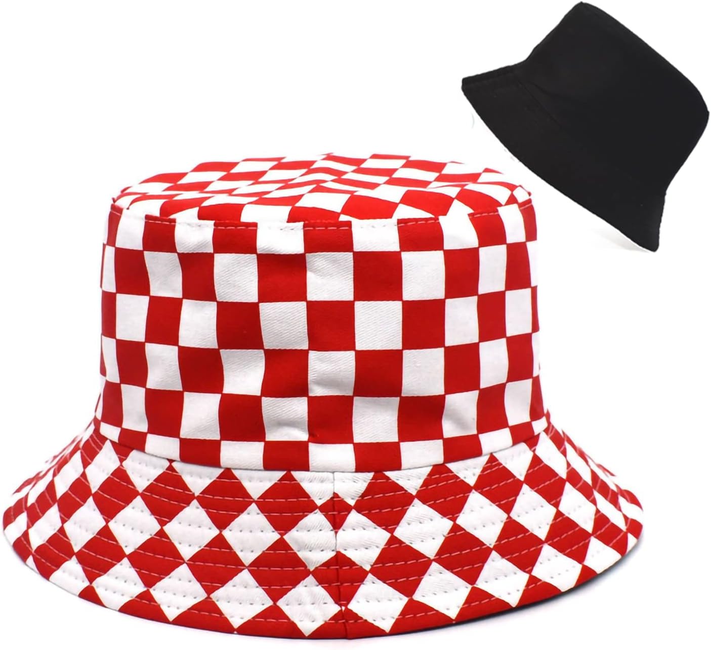 Bucket Hat Cotton Double-Side-Wear Reversible Sun Hat for Women Men, Summer Vacation Travel Beach Packable Fisherman Hat