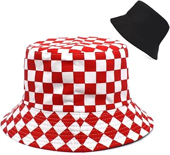 Bucket Hat Cotton Double-Side-Wear Reversible Sun Hat for Women Men, Summer Vacation Travel Beach Packable Fisherman Hat