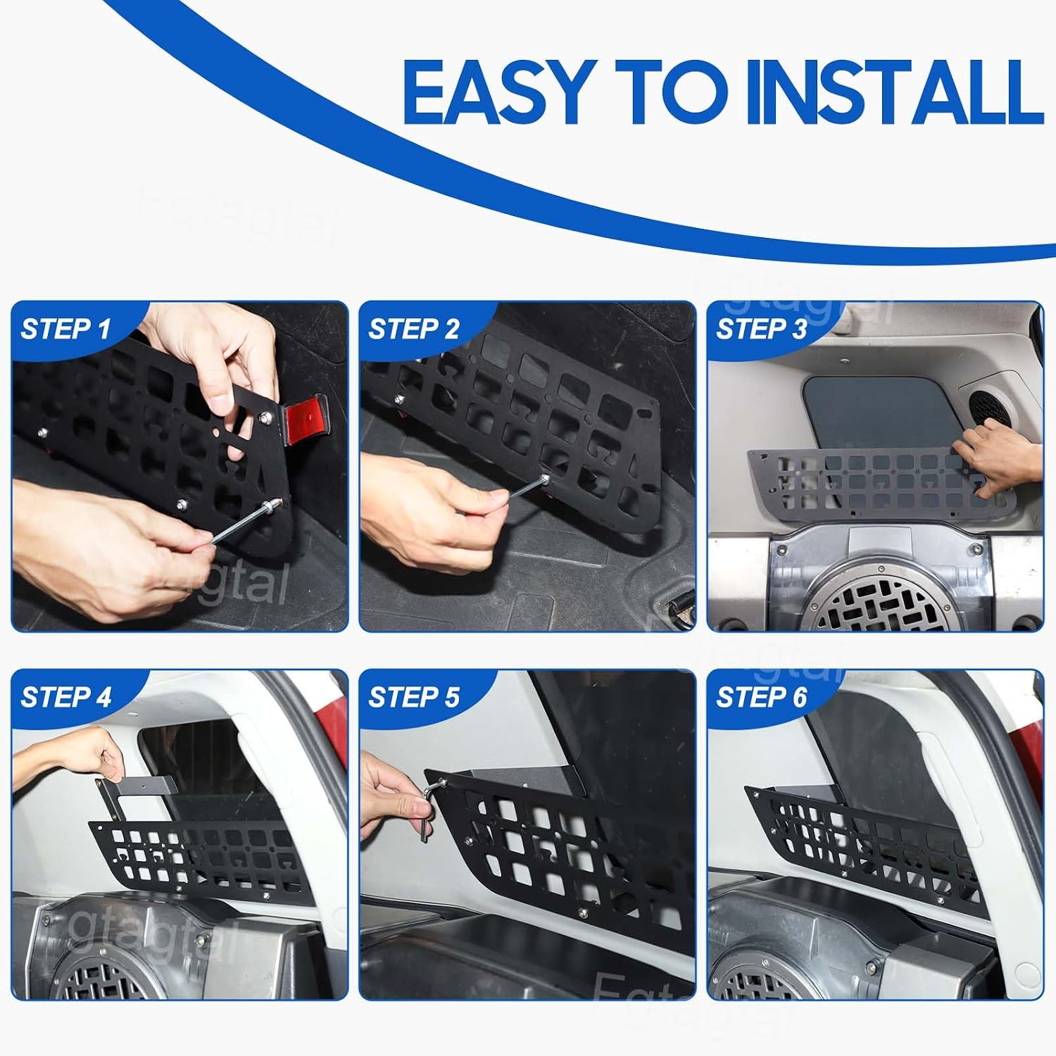 Trunk Storage Panel Holder Compatible with Toyota FJ Cruiser 2007-2021 Rear Side Window Molle Panel Holder Panel Vehicle Rear Organizer Mount Bracket Accessories (Left + Right)