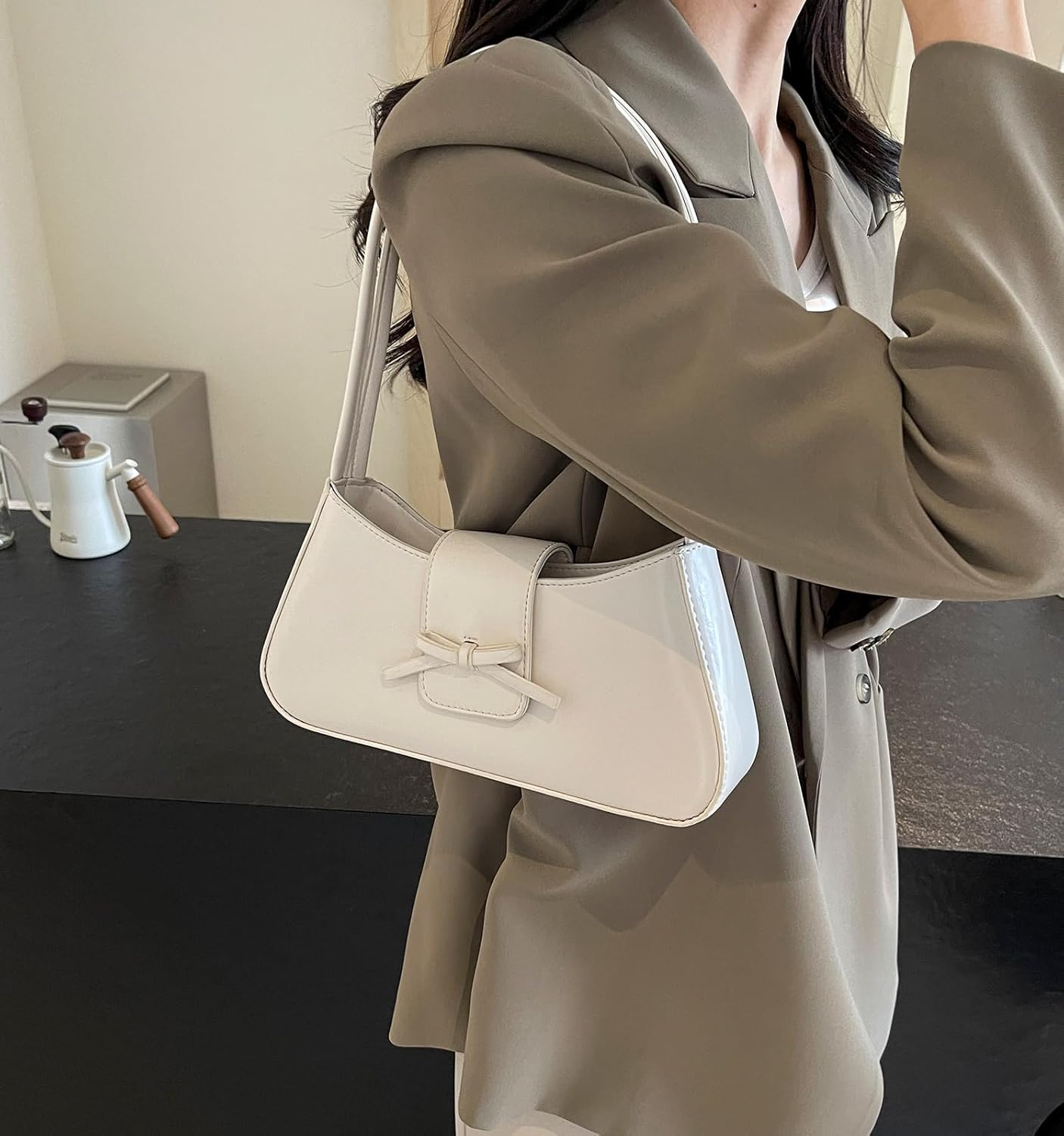 Shoulder Bag for Women, Hobo Handbags Trendy Y2K Purses Patent Leather Clutch Bag Cute Bow Purse - Image 7