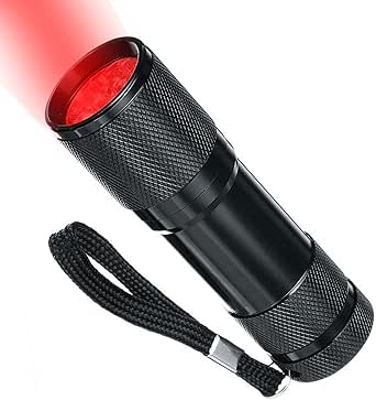 HQRP 9 LEDs 625nm Pocket Red Light Flashlight for Viewing Star Maps, Night-time Activities, Night-time Astronomy, Star Party