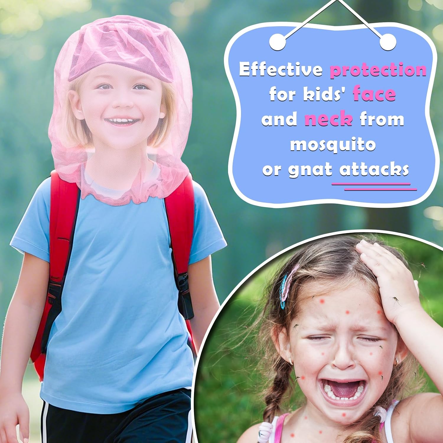 South to East Girl Mosquito Head Net for Insect 2 Pack for 5-12 yrs image 2