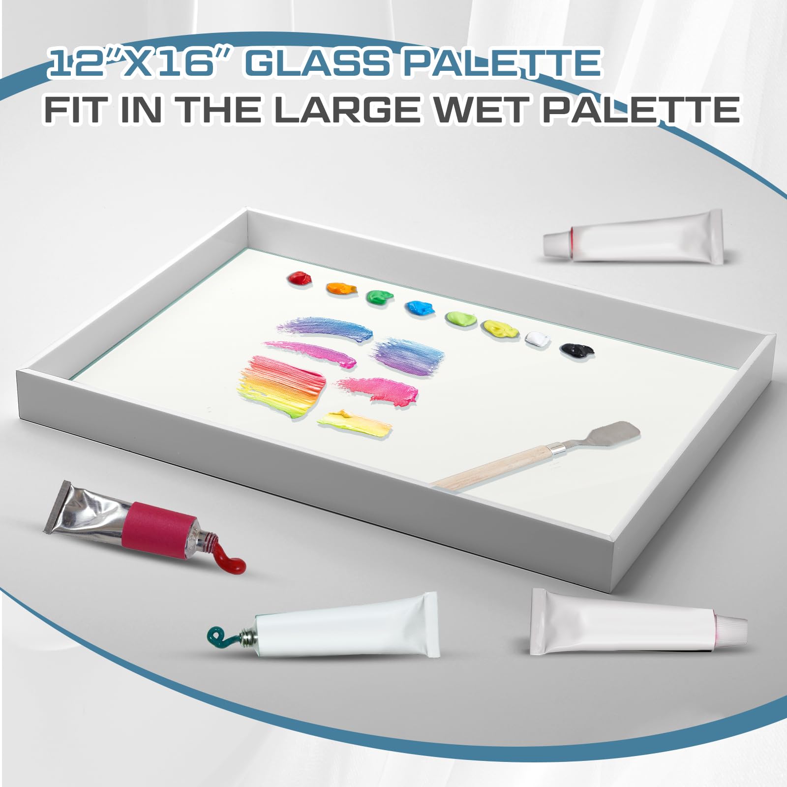 Nuanchu Palette en verre trempé transparent de 30,5 x 40,6 cm pour peinture à l'huile, garde la peinture humide fraîche, résistante aux rayures, facile à nettoyer pour palette d'artiste, bricolage
