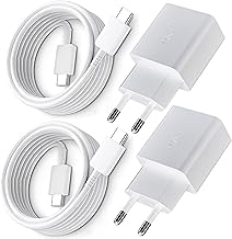 2-Pack 25W USB C Ladegerät mit Original Typ C Kabel Ladekabel für Samsung Galaxy S24/S23/S22/S21/S20 Ultra/Note20/S10/A13/A53/A73, USB C Netzteil Stecker Charger Schnellladegerät Schnellladekabel