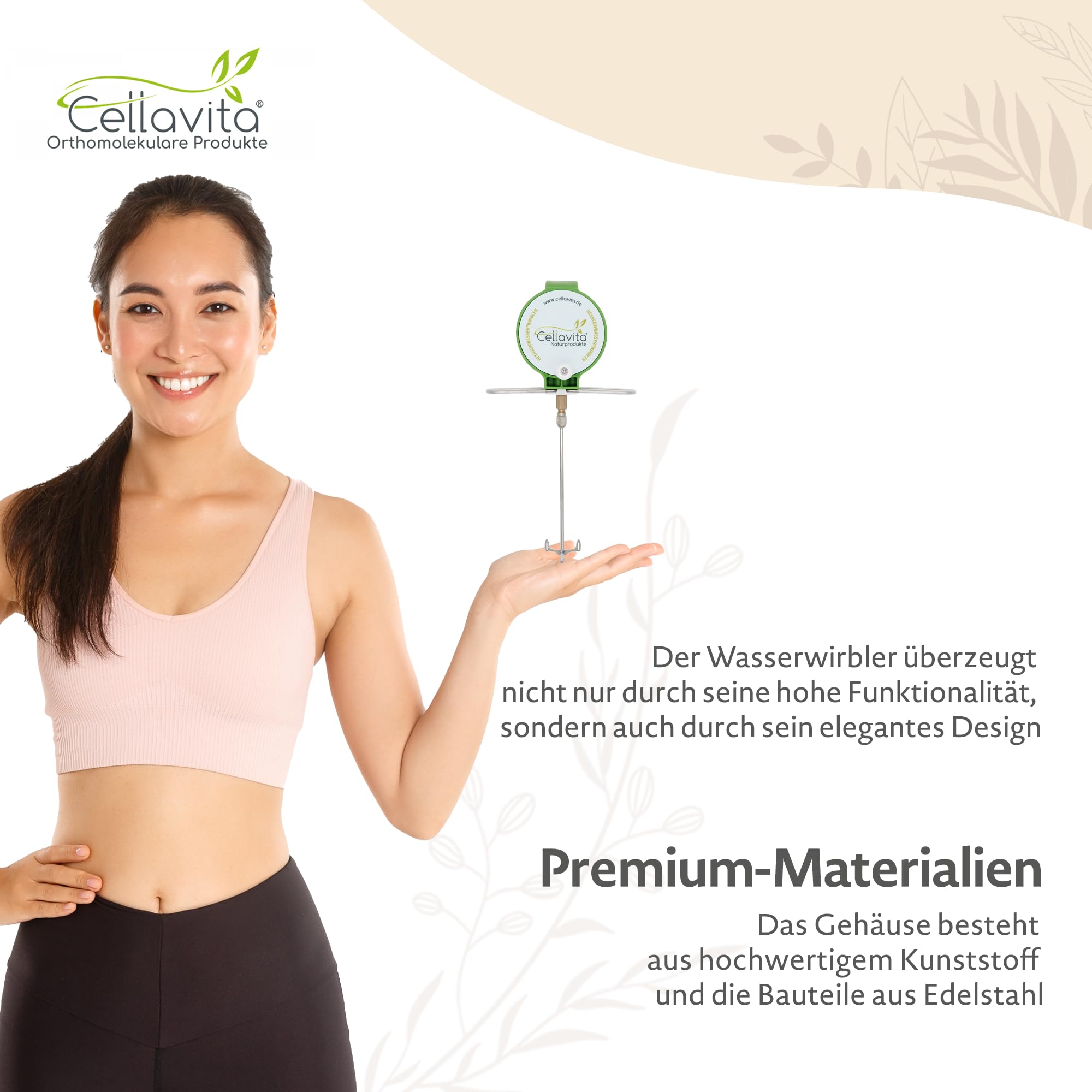 Cellavita – Hexagonwasser® Wasserwirbler einzeln – Manueller Handwirbler für Schauberger Wirbel – Wasserverwirbler für Herstellung von belebtem & vitalisiertem Wasser durch veränderte Hexagonstruktur