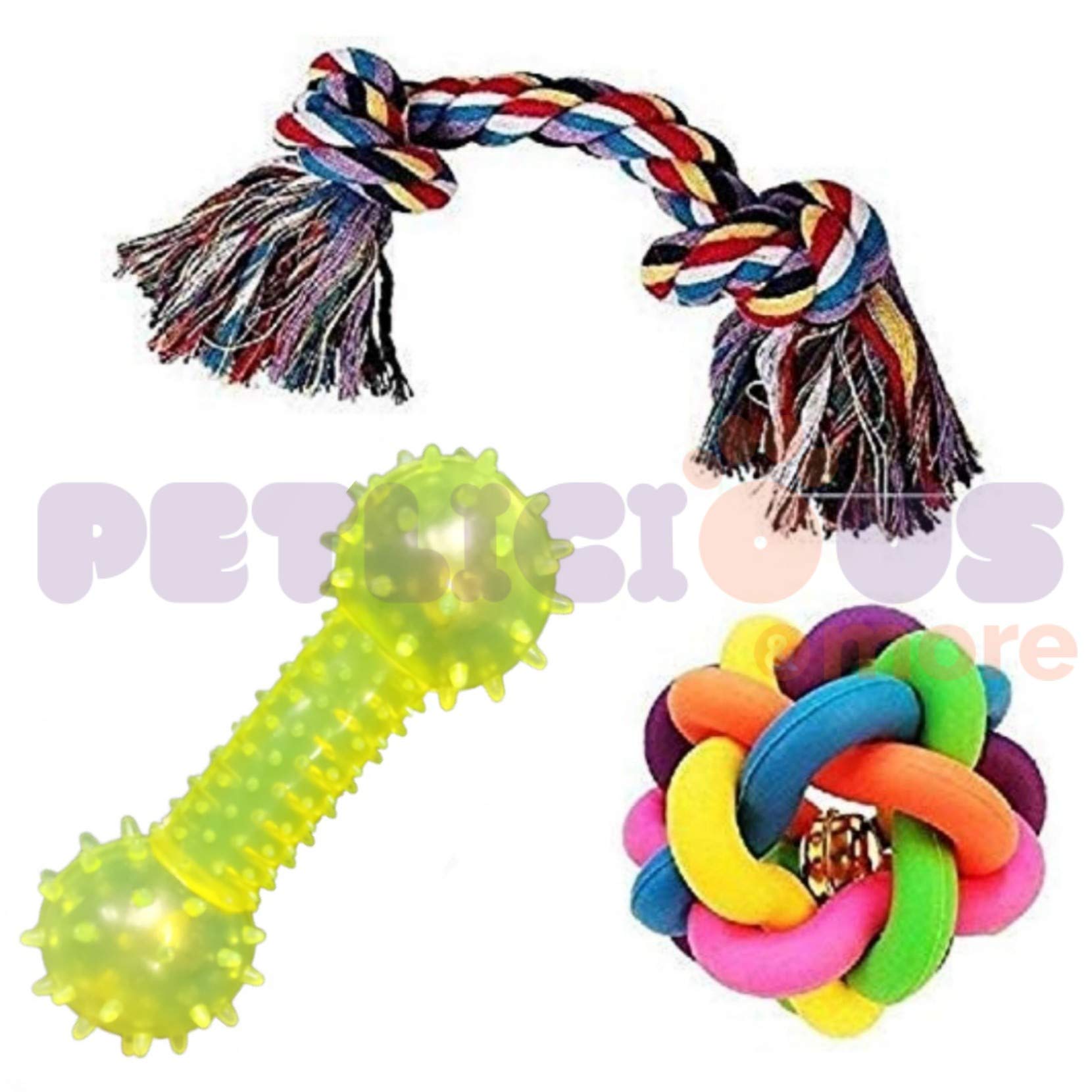 Petlicious & More Non-Toxic Small Rubber Ball Toy and Cotton Chew Toy Rope Toys for Puppies (Small, Combo of 3 Pieces) (B0859VJCQN) Amazon Price History, Amazon Price Tracker