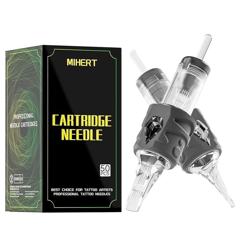 Kit com 50 agulhas cartucho para tatuagem MIHERT #12 Standard, RL, RS, M1 e RM, para máquinas rotativas