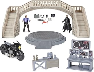 Batman Batcave with Exclusive Batman Action Figure, Penguin and Batcycle, Kids Movie Collectible Toys for Boys Ages 3 and Up