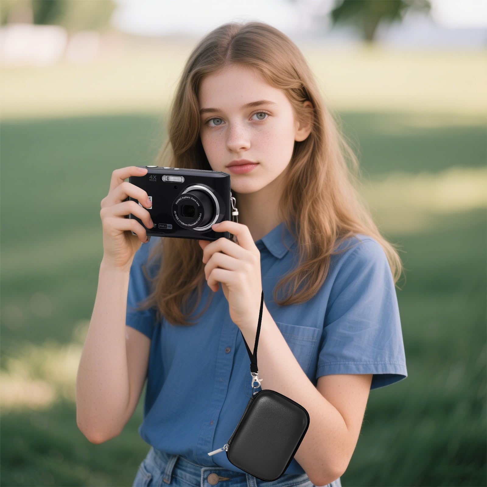 Waterproof Digital Camera Case,Suitable for Kodak Pixpro Fz45/Fz55/Canon Powershot Elph 360 Case/G7x/Ixy/Laser Printer/Camkory/Masterbee/Sony Cyber-shot DSC-RX100,Rose Gold camera case (Black)