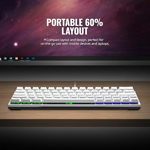 Miniatura 6 de Cooler Master SK620 - Teclado mecánico para juegos de perfil bajo, 60% plateadoblanco, interruptores azules clic, RGB personalizable, diseño