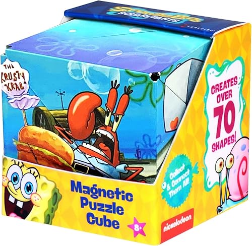 SHASHIBO Caja que cambia de forma de Bob Esponja, premiado y patentado, cubo magnético con 36 imanes de tierras raras, el cubo antiestrés se