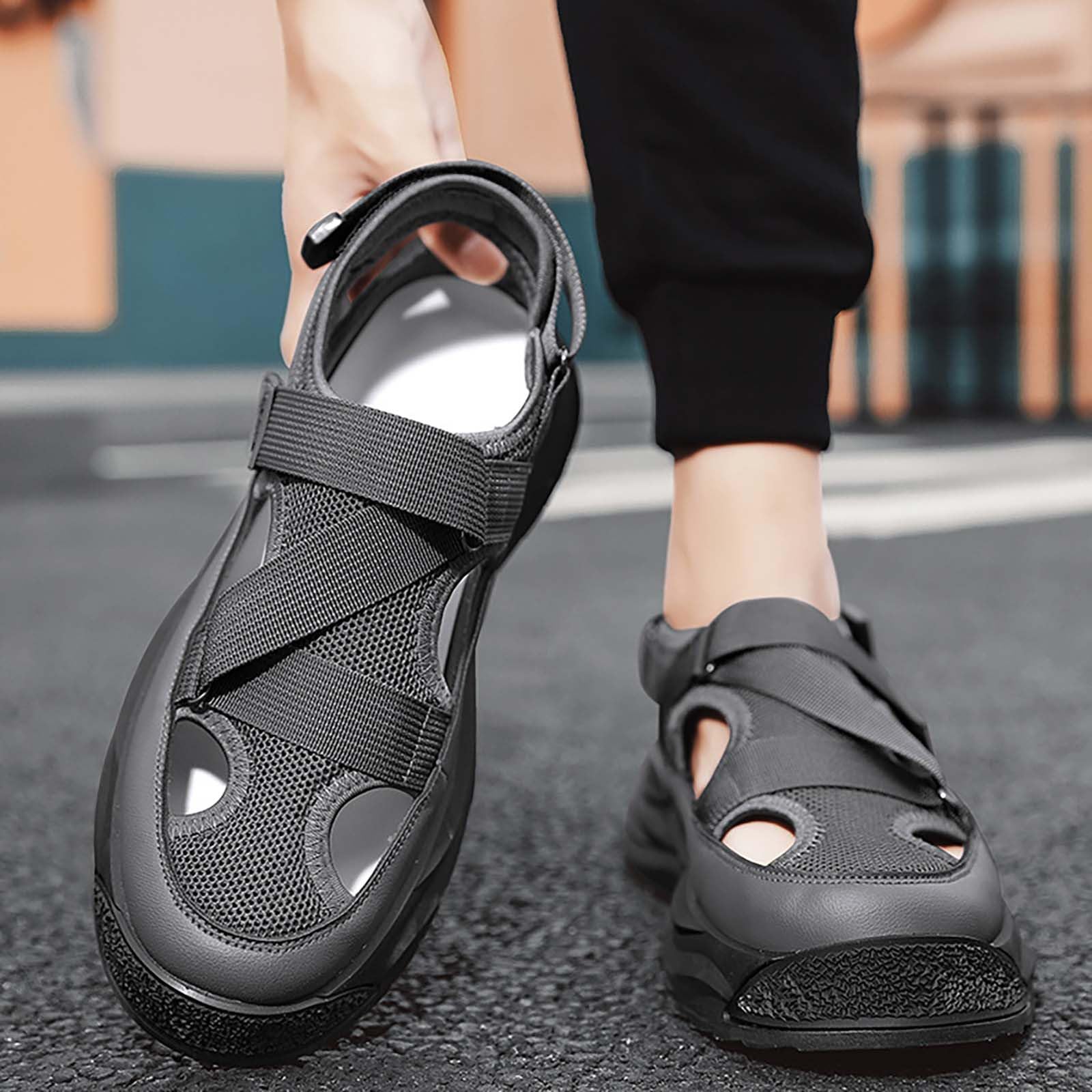 Sandali estivi da uomo, sandali da trekking, scarpe da trekking con plateau, scarpe da ginnastica, sandali chiusi, traspiranti, scarpe da spiaggia, scarpe da trekking, scarpe estive, sandali sportivi