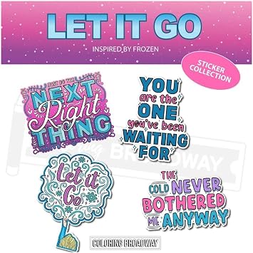 Coloring Broadway - Frozen Inspired Stickers Set of 4 Disney Frozen - Let it Go Collection, Broadway Musical Merchandise, Die-Cut & Bubble Free Vinyl, Ideal Gift for Theatre Lovers