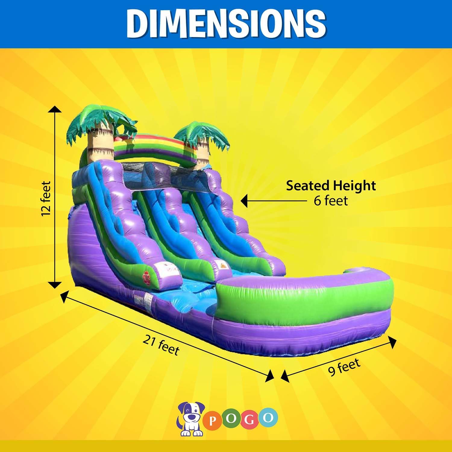 Crossover Inflatable Water Slide for Kids (Without Blower), 21 x 9 x 12 Foot Backyard Inflatable Waterslide, Tropical Purple Marble Slide with Splash Pool for Outdoor Summer Fun - 12 Feet Tall