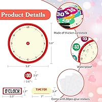 Vista 7 de D24TIME Juego de 34 tablones de anuncios de Telling Time, reloj decorativo para niños que aprenden a decir la hora, decir la hora, práctica