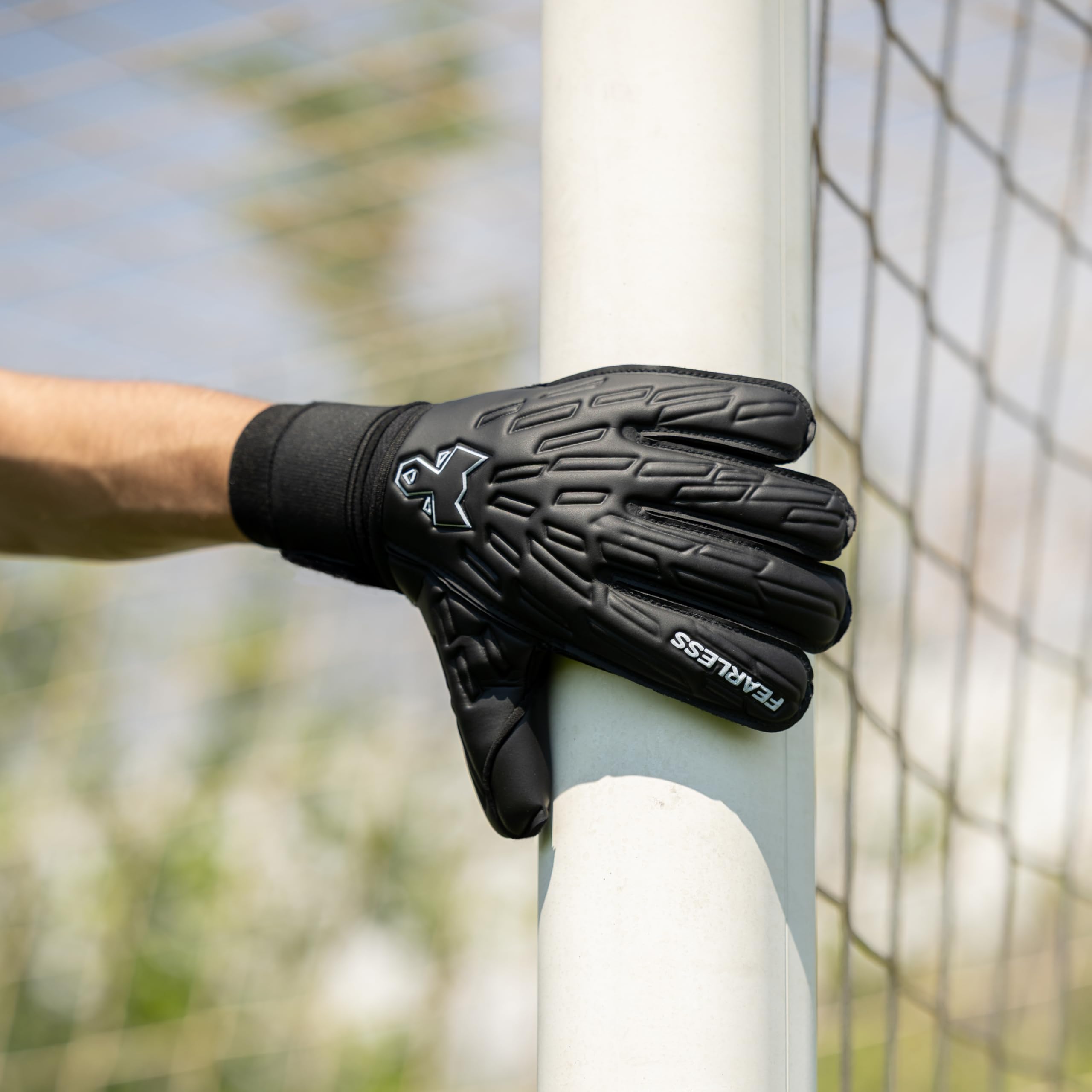 Wolf V Onyx - Guanti da portiere uomo e bambino - Guanti portiere con lattice tedesco - Presa antiscivolo - Taglio negativo - Sensazione seconda pelle