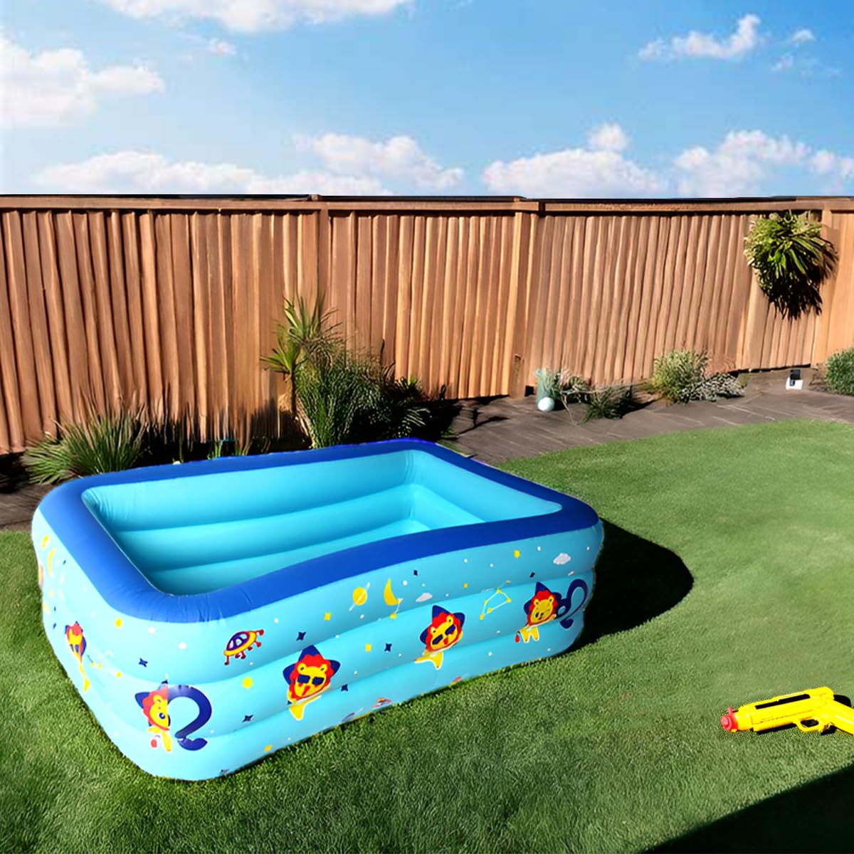 Inflatable Paddling Pool, 3 Rings Large Rectangular, 180cm, Family Swimming Pool for Adults, Indoor Outdoor - Image 3
