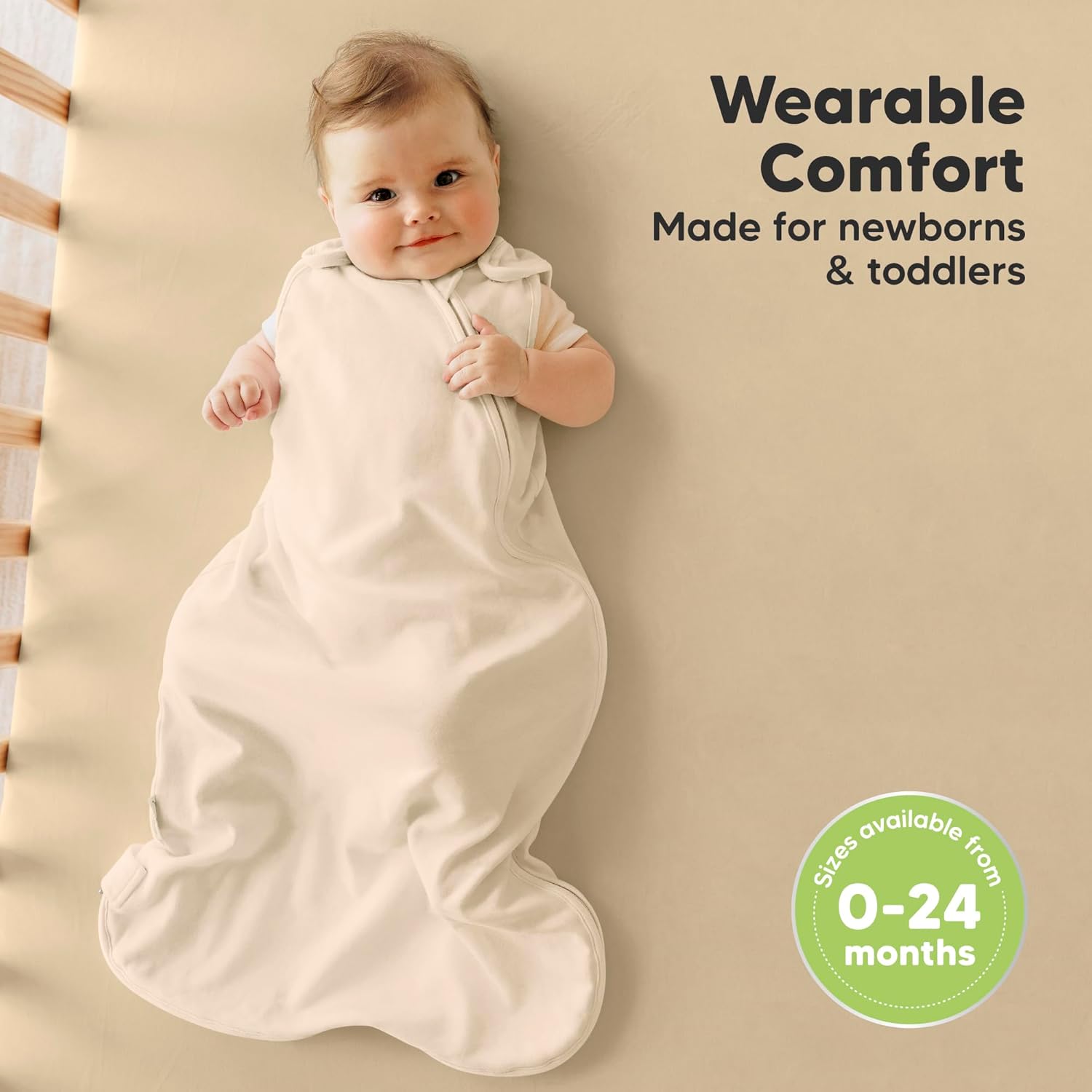 2-Pack Organic Baby Sleep Sacks, 100% Cotton – Soft & Breathable 0.5TOG Baby Wearable Blanket,Toddler Sleeping Sack 6-18 Months,Easy to Wear Transitional Swaddles for Newborns,Infants (Ecru, M)
