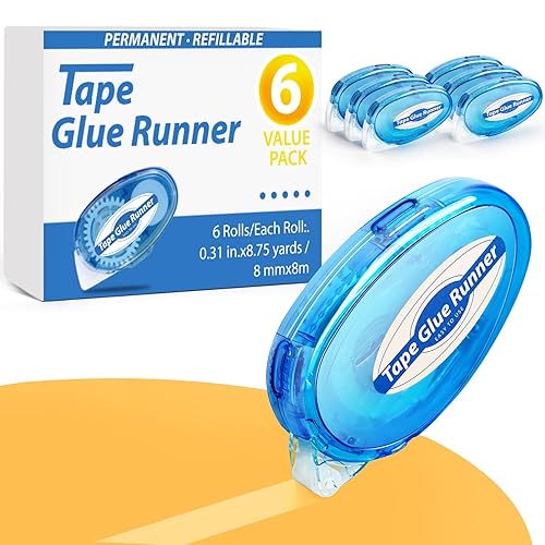Paquete de 6 rodillos de cinta adhesiva de doble cara, 0.315 in x 315 pulgadas, dispensador de cinta adhesiva permanente para álbumes de recortes,