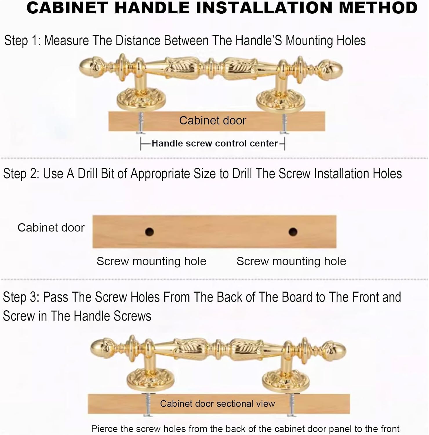 10 Pack Brass Cabinet Handles, 3.4" (86mm) Hole Center Kitchen Cabinet Pulls, Modern Bright Gold Drawer Pulls for Cupboard, Dresser and Wardrobe(107 mm Hole Centers)