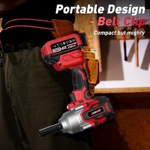 Avhrit 1300N.m Clé à Choc Sans Fil Brushless avec Deux 4.0Ah Batterie, Boulonneuse a Choc Electrique 21V pour la Voiture et la Maison, avec 5 Douilles à Chocs - 8