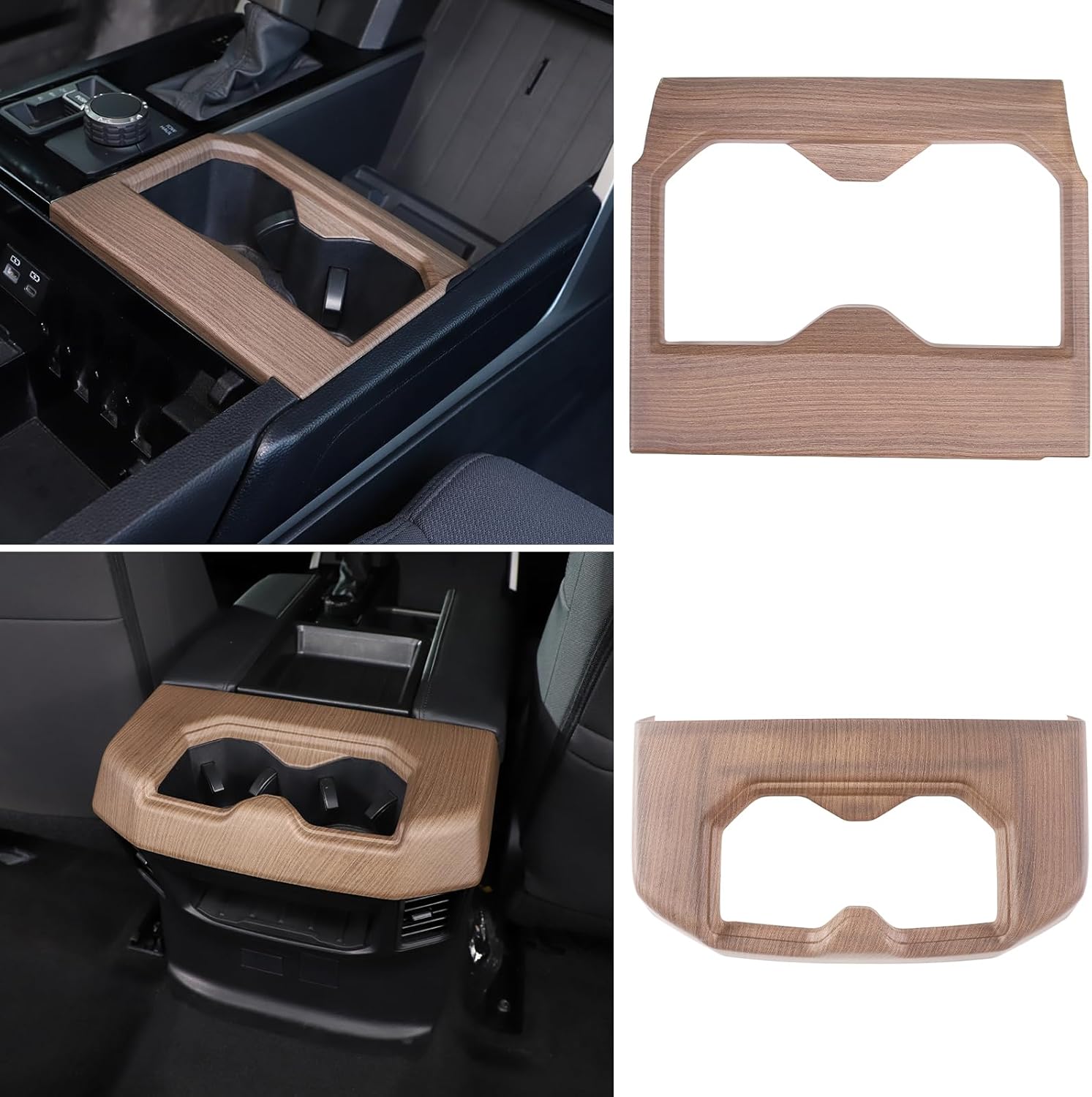 Aunginsy Car Front Rear Cup Holder Frame Trim Cover Compatible with Toyota Tundra/Sequoia 2022-2026, ABS Center Console Armrest Water Cupholder Panel Decorative Cover Protection Interior Accessories