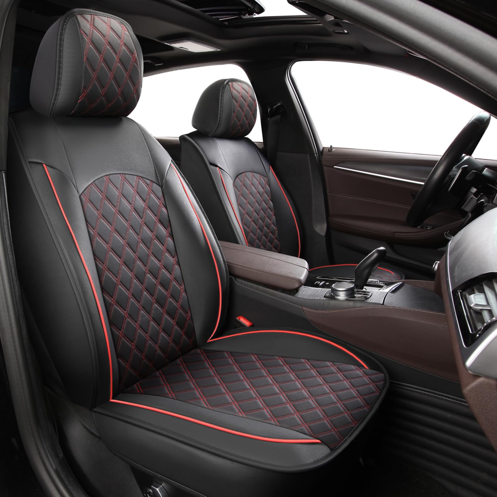 Juego completo de fundas de asiento de coche impermeables, ajuste universal para Mazda 2 3 6 CX-5 CX-60 (rojo)