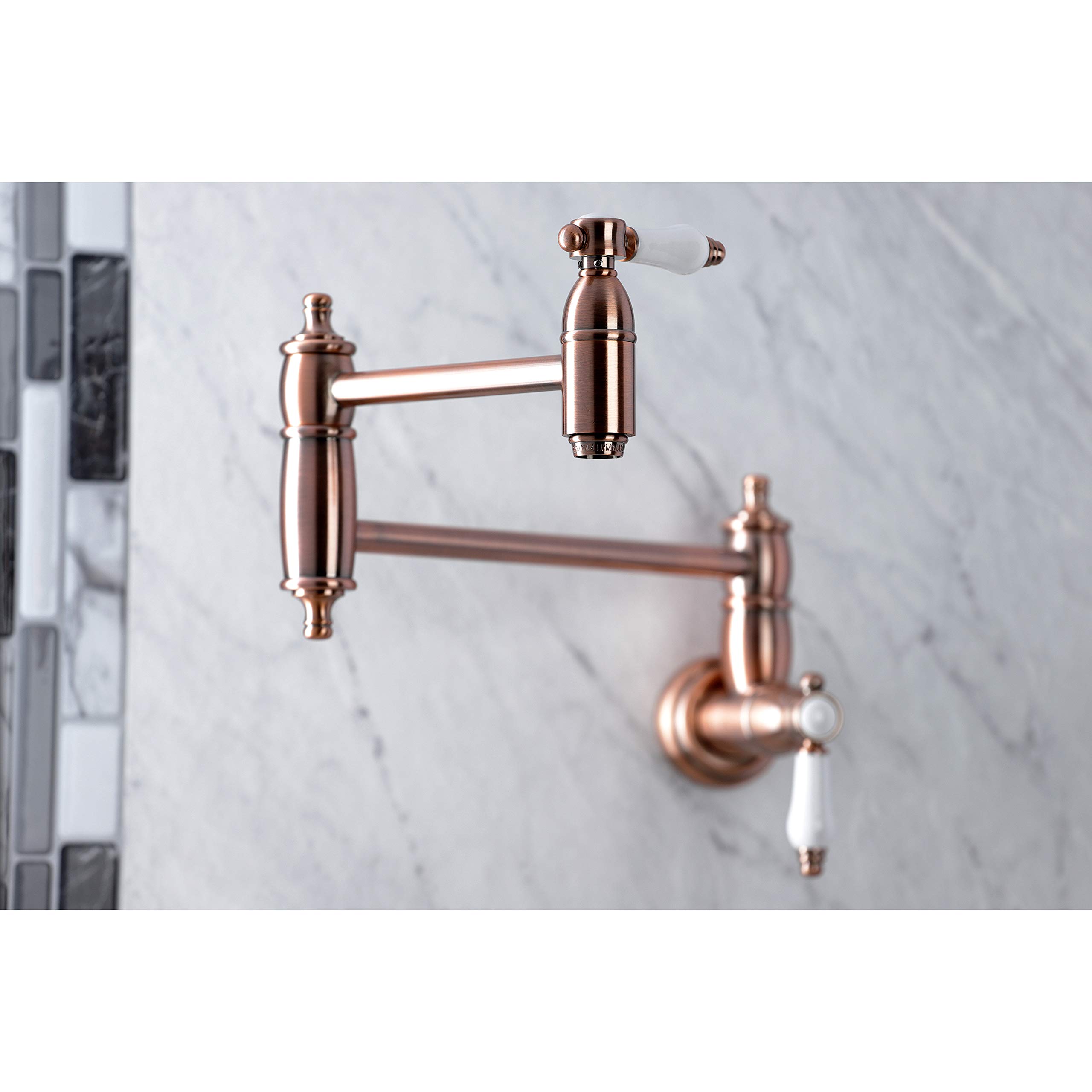 Kingston Brass KS310BPLAC Bel-Air Wall Mount Pot Filler Kitchen Faucet, Antique Copper