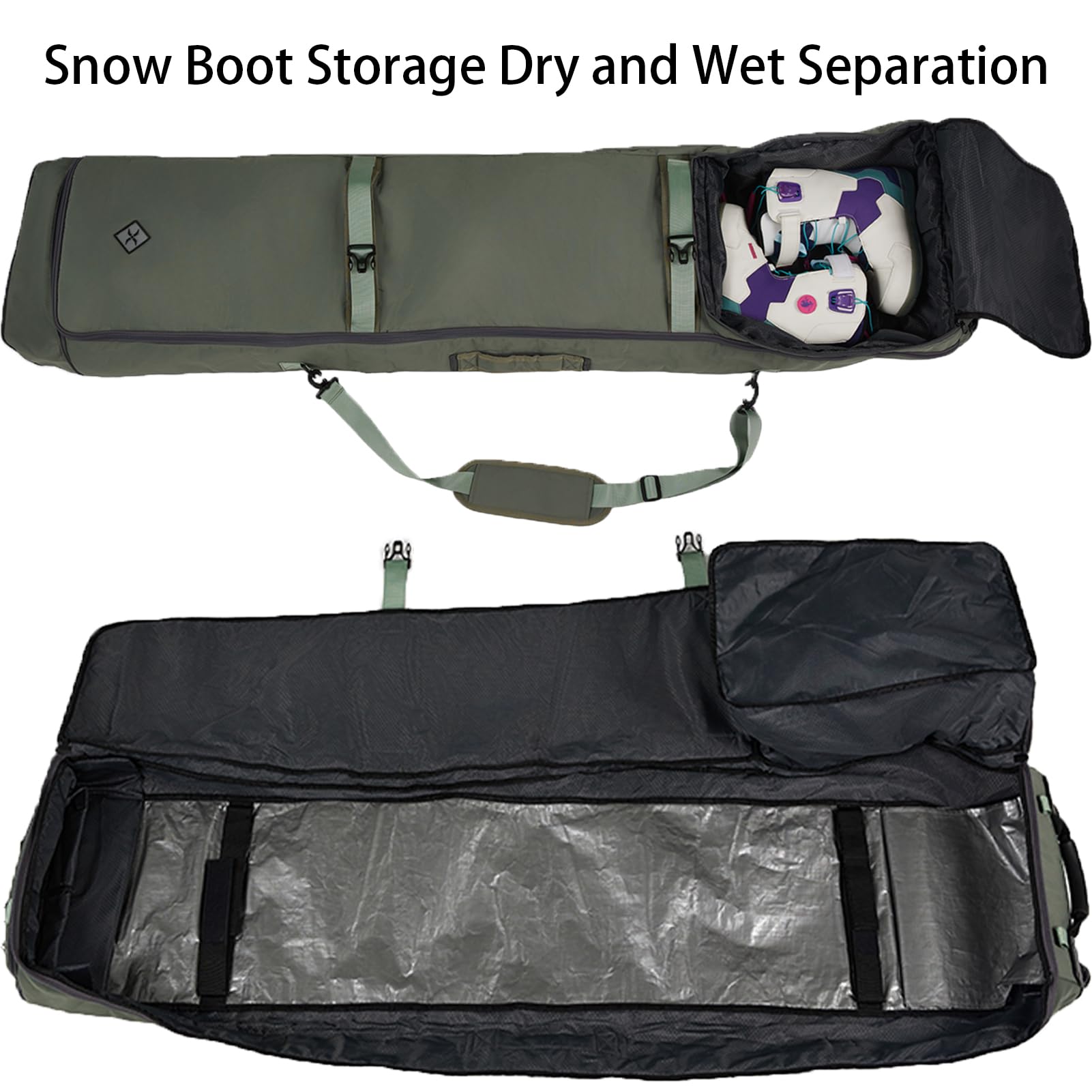 90L/100L Snowboardtasche Faltbare Skitasche mit Rollen wasserdichte Snowboard Tasche ski Skier leicht großes Angelzelt Reisetasche skisack Wheeled Tent Bag