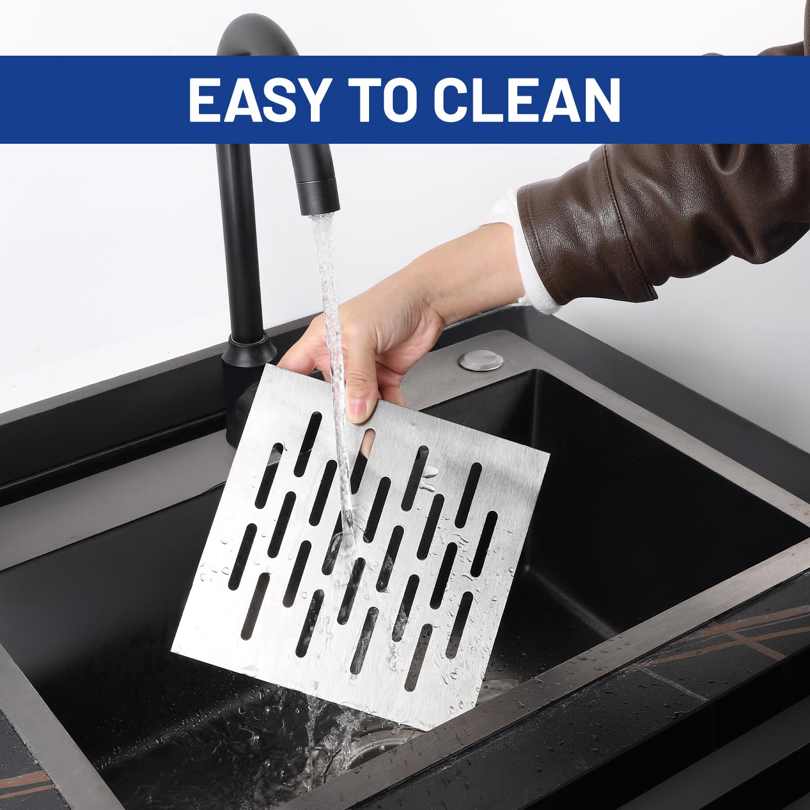 DBREAKS Grille Evacuation Eau Exterieur, Couvercle de vidange en Acier Inoxydable avec Cadre, Grille de Drainage pour Eau de Pluie, 250×250×20mm