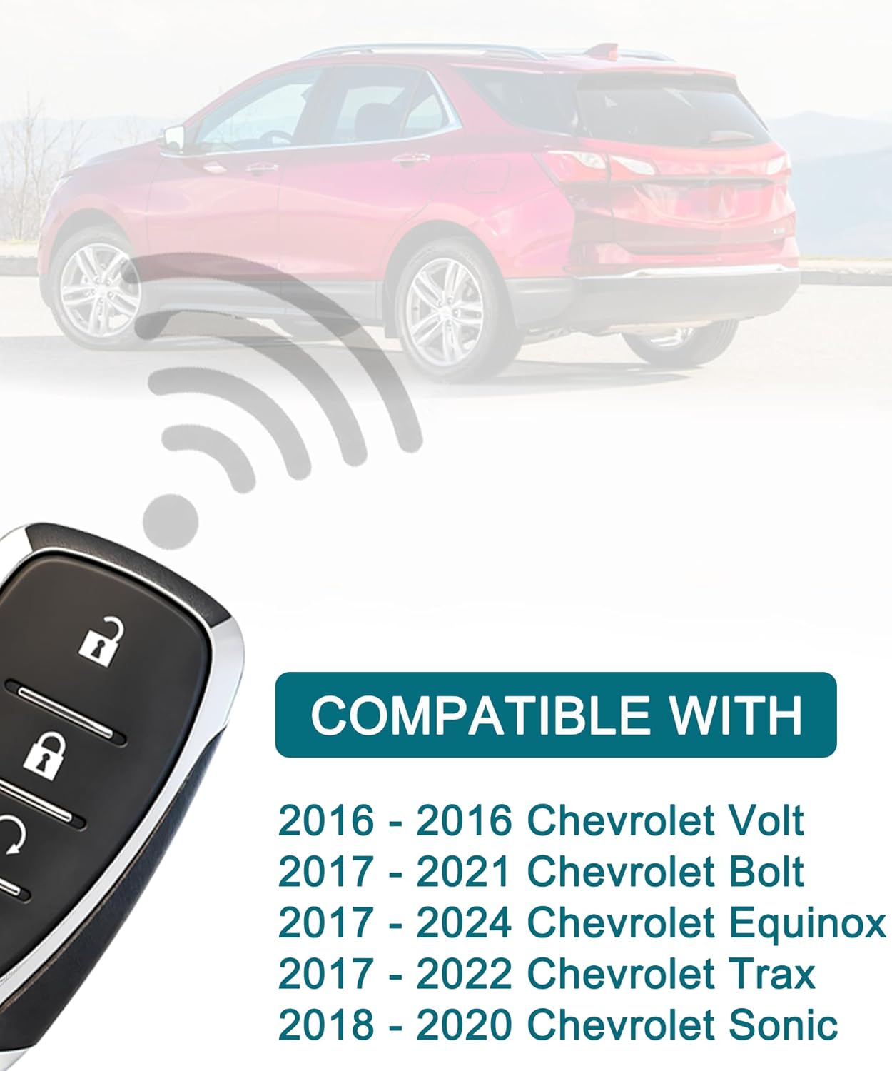Smart Key Fob for Chevrolet Equinox 2018-2024, FengRKey Proximity Remote Control Key Fob Fit for Chevy Sonic Trax Bolt Volt Equinox 2018-2023 HYQ4AA HYQ4AS 13529664