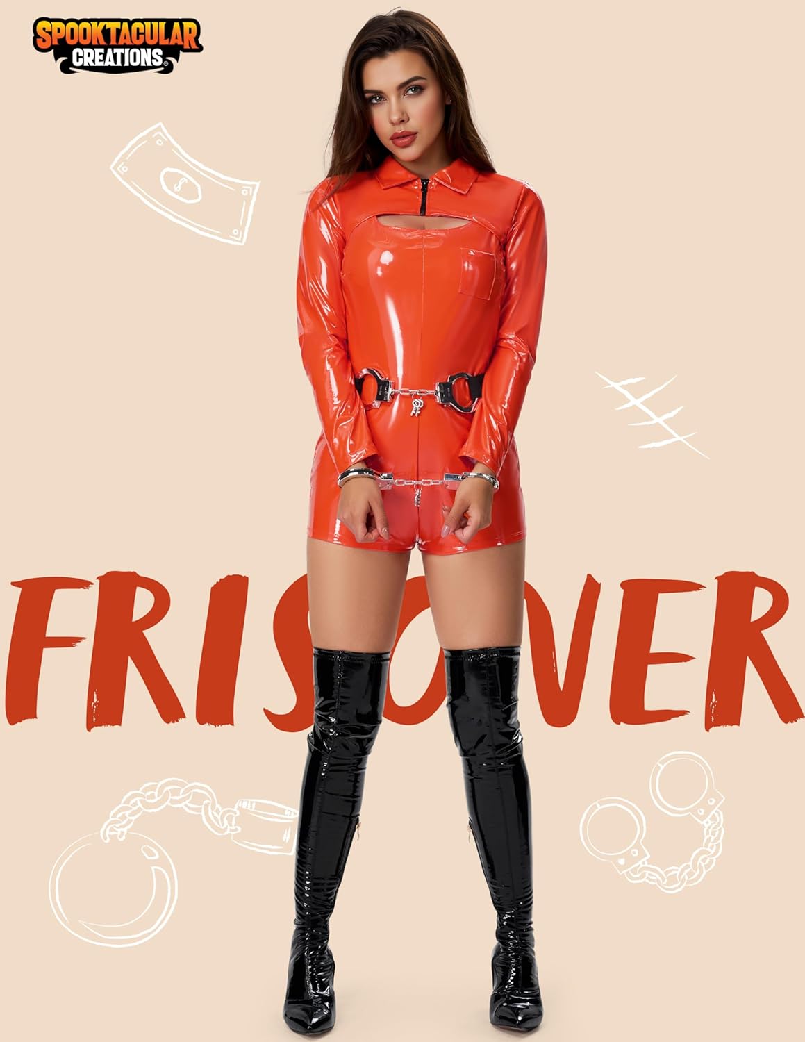 Spooktacular Creations Halloween Prisoner Costume Women, Inmate Costume, Halloween Costumes for Women Adult 2025 - Image 2