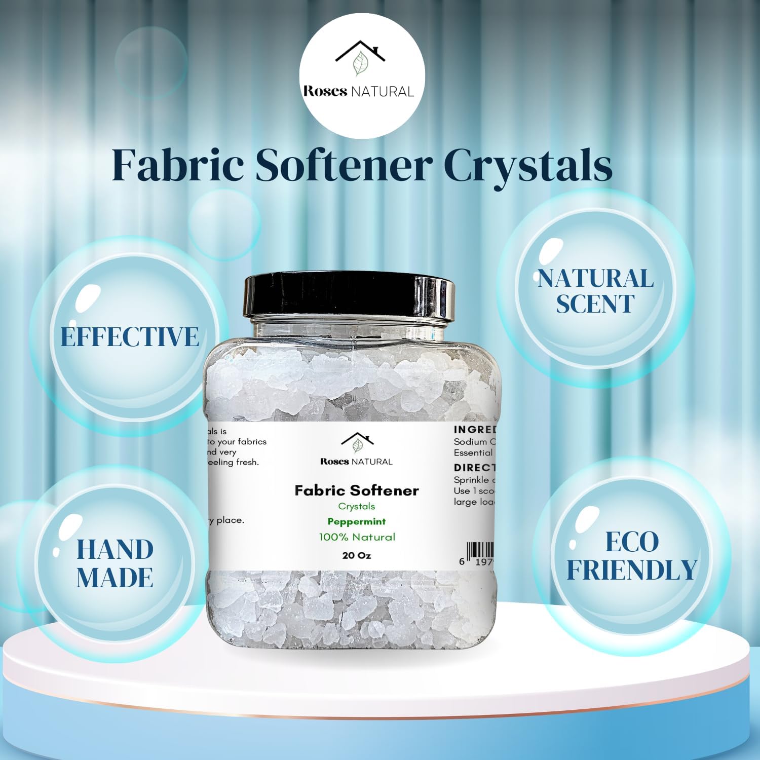 Fabric Softener Crystals, Freshens and Softens Fabrics, 3 Pleasant Scent (Peppermint, 150 oz Refil Pouch)