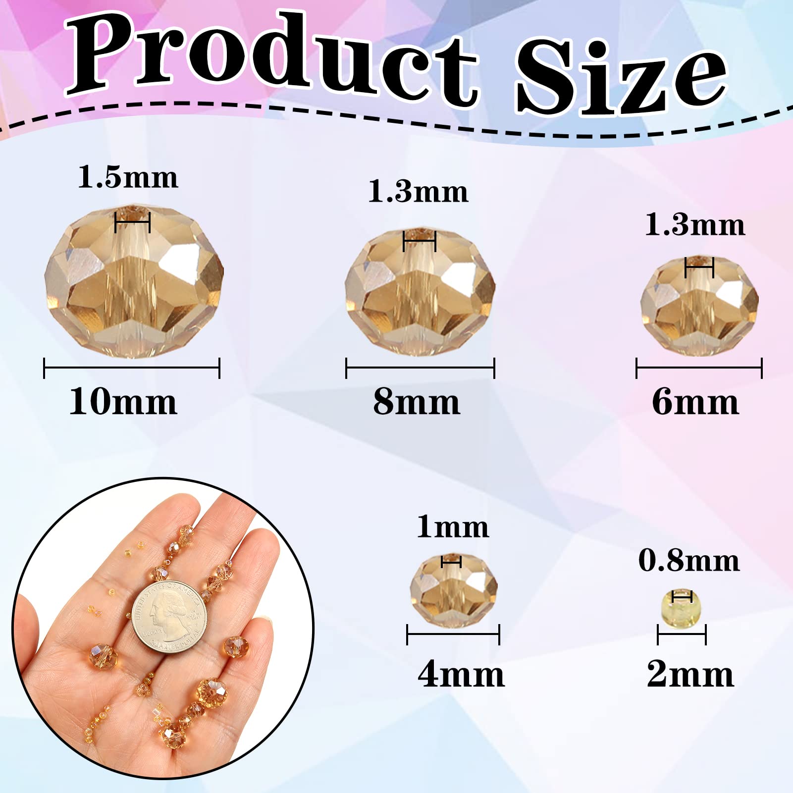 TOAOB 1000 stuks kristallen glazen kralen, 4 mm, 6 mm, 8 mm, rond, los, kristallen kralen, wit, voor het maken van sieraden, doe-het-zelf, armbanden, halskettingen, handwerk