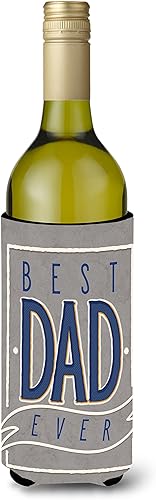 Caroline's Treasures BB5430LITERK Best Dad Ever - Funda para botella de vino con aislamiento térmico plegable y lavable a máquina