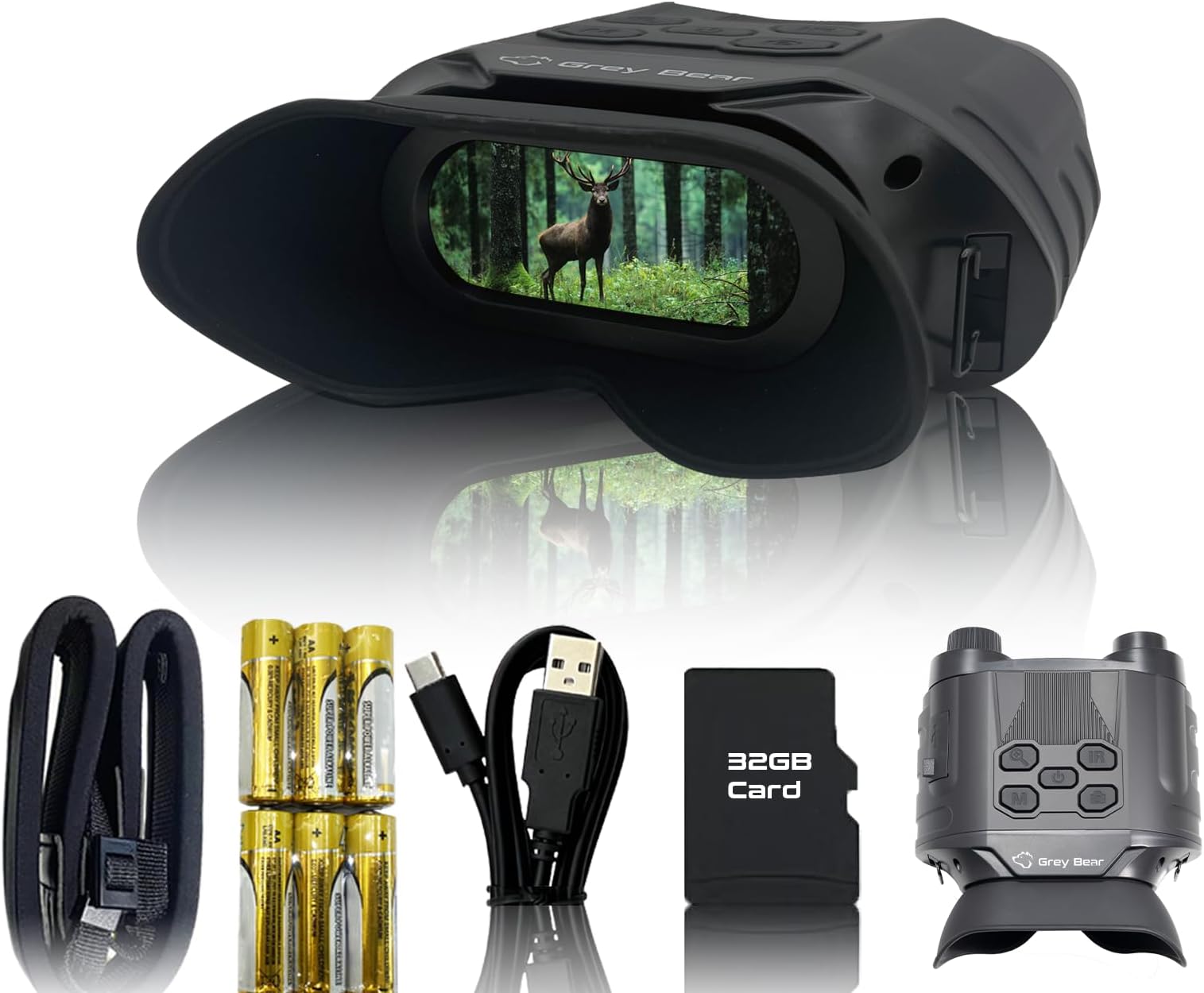 Grey Bear Night Vision Star Goggles, 9X Infrared Binoculars, IP54 for Wildlife Observation, Camping, Hiking, Security, View Range 1248ft at Day & 591ft in Total Darkness