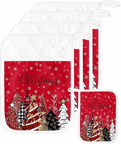 Miniatura 36 de Juego de 3 agarraderas de tela de toalla para cocina, antideslizante y aislante de calor, juego de 3 macetas con bolsillo, guantes gruesos