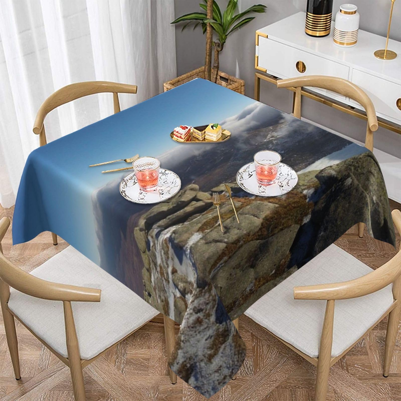 Nappe de cuisine Mountain Peak carrée 152 cm anti-poussière au tombé impeccable