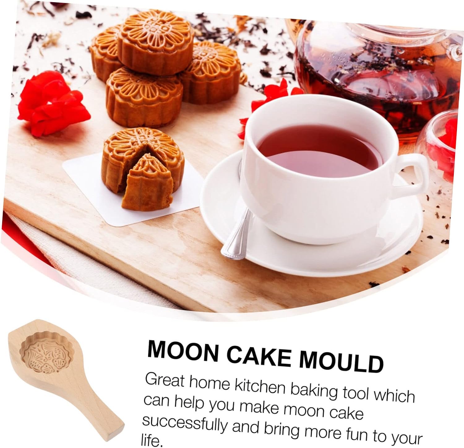 1pc Pastry Mold Cookie Stamps Biscuit Stamp Wooden Moon Cake Mold Decorated Cookies Kitchen Baking Household Baking Tool Molde Para Pastel Muffin Mold Kitchen Gadget Wooden 3d Soap(Wood fish)
