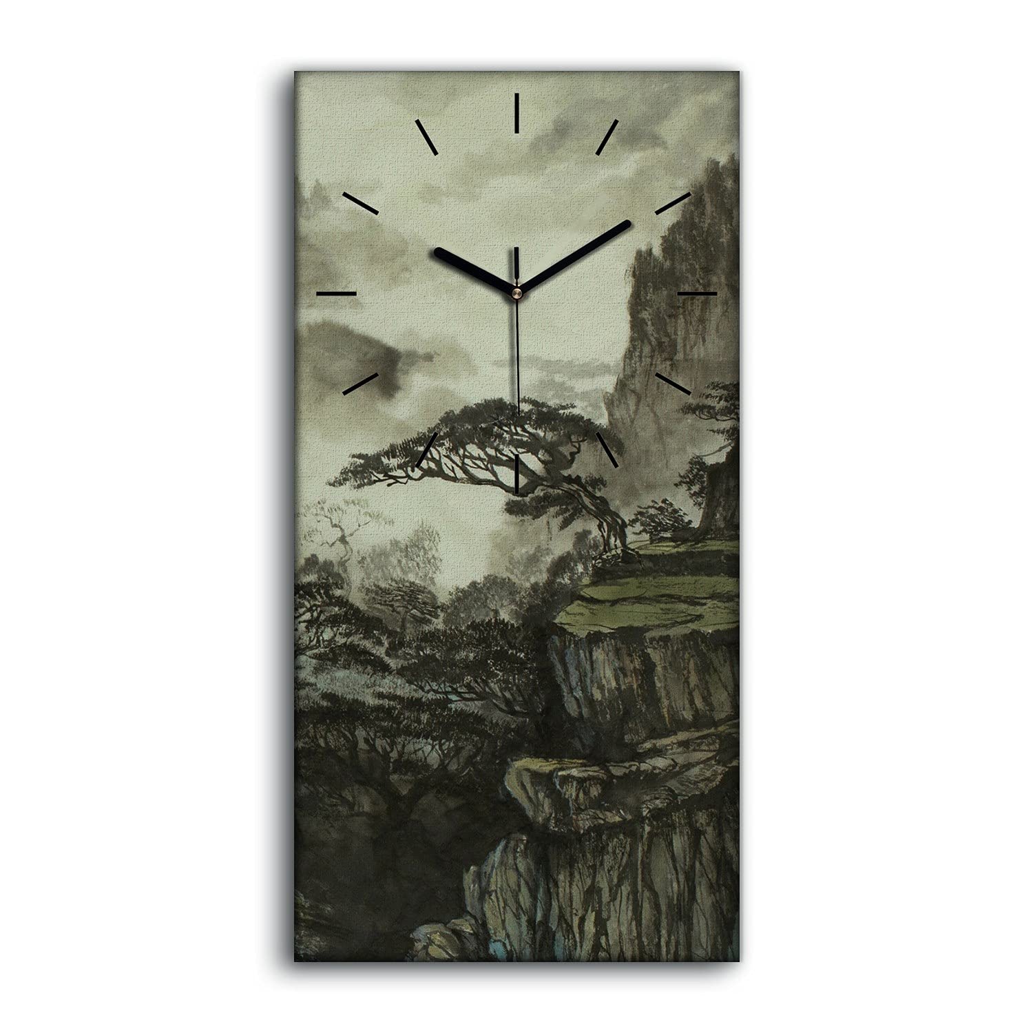 Horloge sur toile sans tic-tac avec mécanisme silencieux et aiguilles noires de 30x60cm