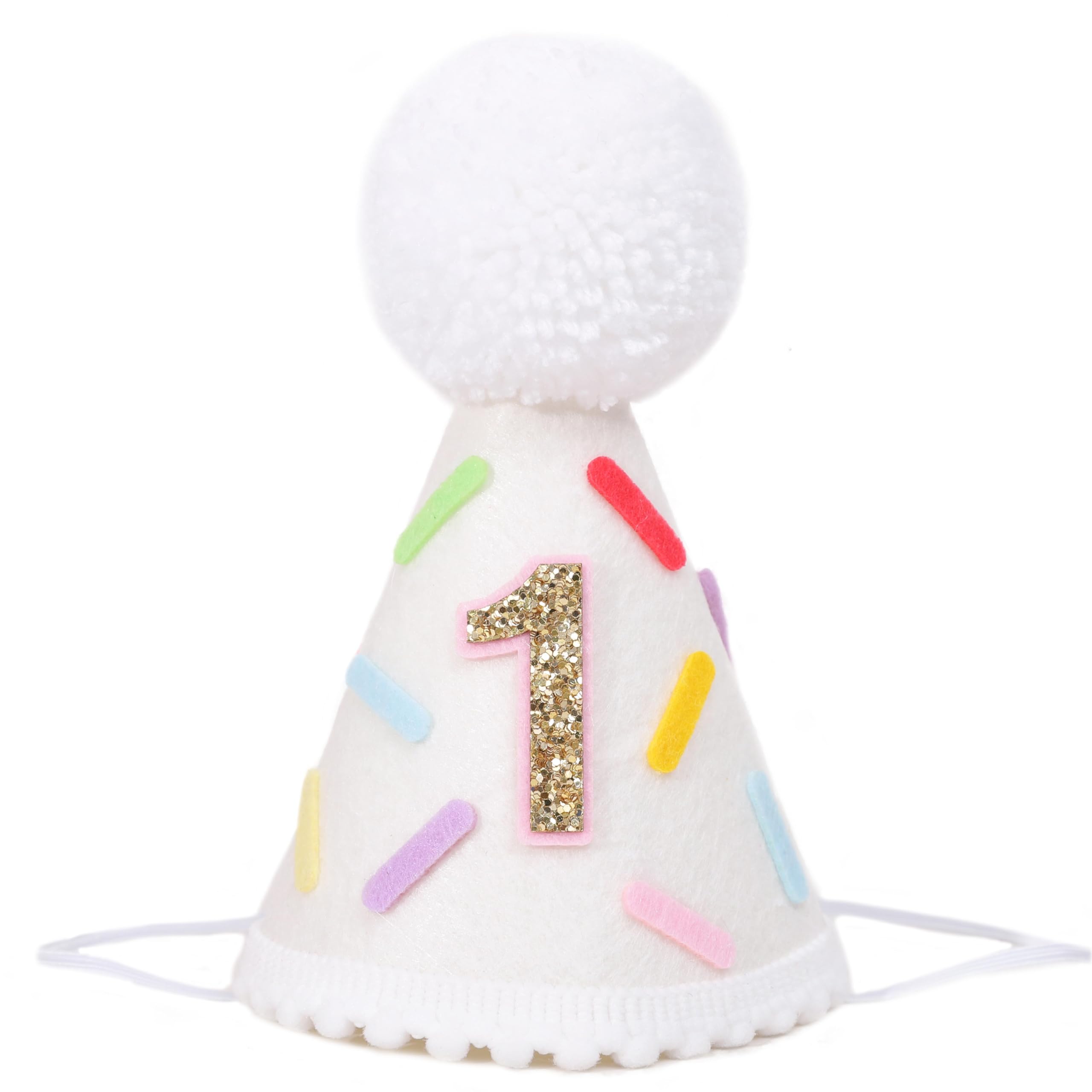 Donut 1st Birthday Hat - Sweet Girl First Birthday Party Decorations,One Yellow Glitter Cone Hat,Colorful Donuts Party Decoration Photo Props,Sweet One Birthday Party Crown