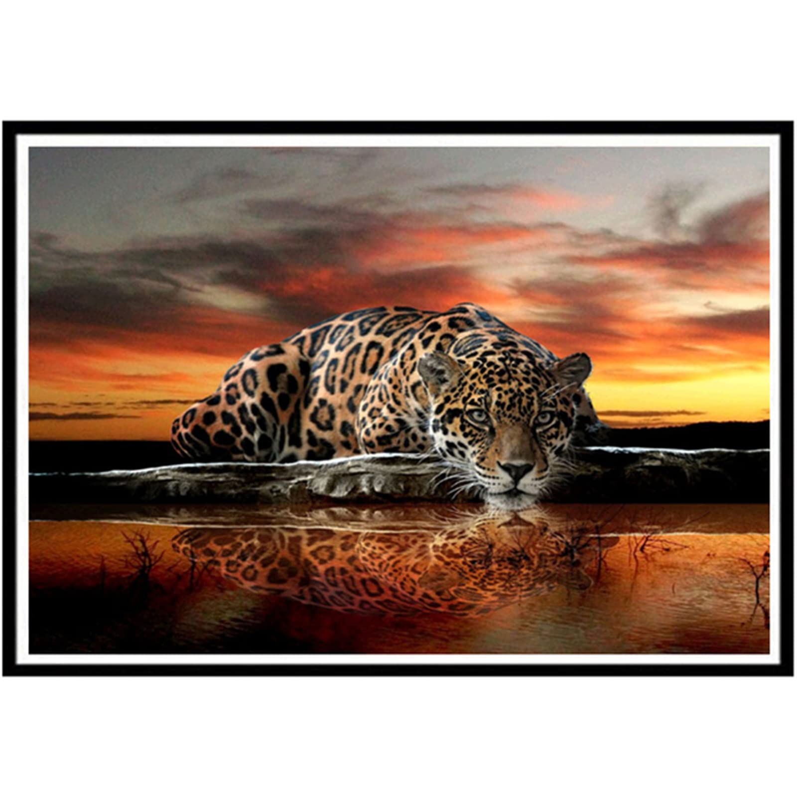 Pittura Diamante 5d fai da te Trapano Completo Kit, Tigre Animale Kit per Diamond Painting 5D, Strass Ricamo a Punto Croce Diamante Art Craft Decor da Parete per Soggiorno 80x120cm/32x48inch Round