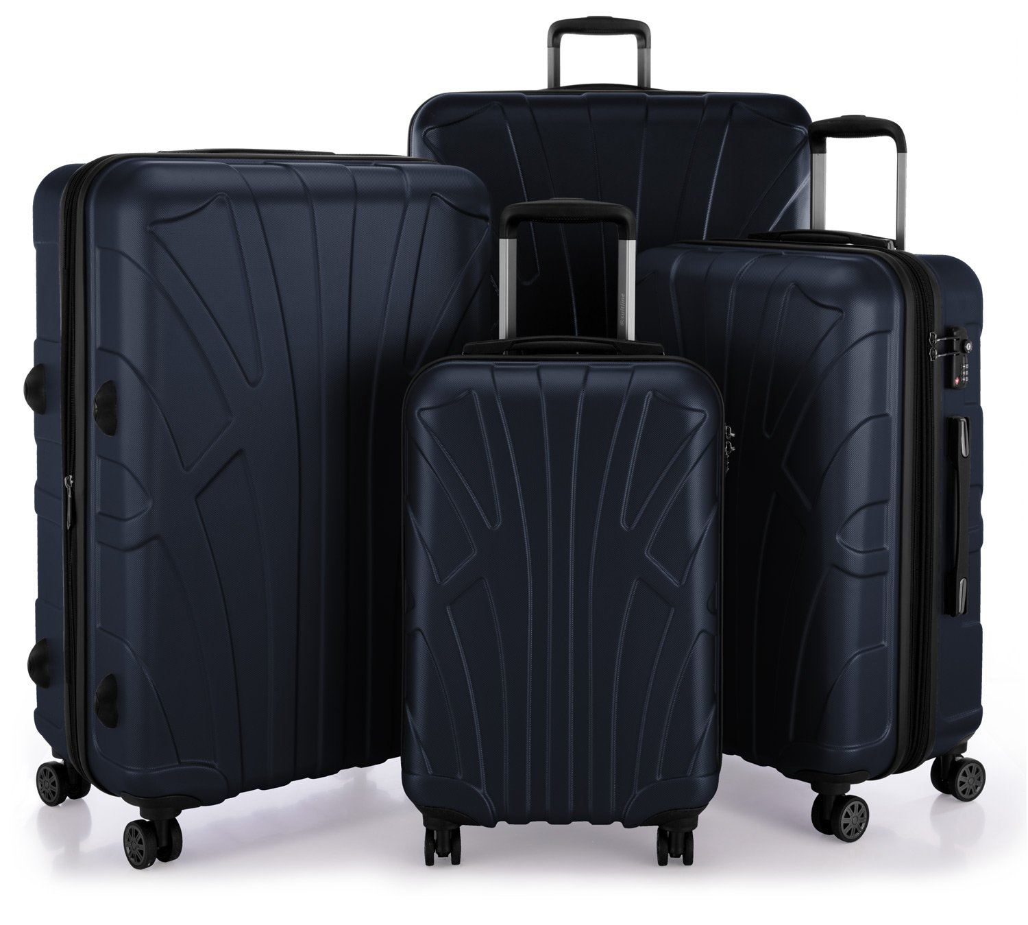 Suitline zestaw 4 walizek z twardą walizką na kółkach z możliwością rozbudowy (S, M, L & Xl), Tsa, zestaw walizek, granatowy (niebieski) - 88011066