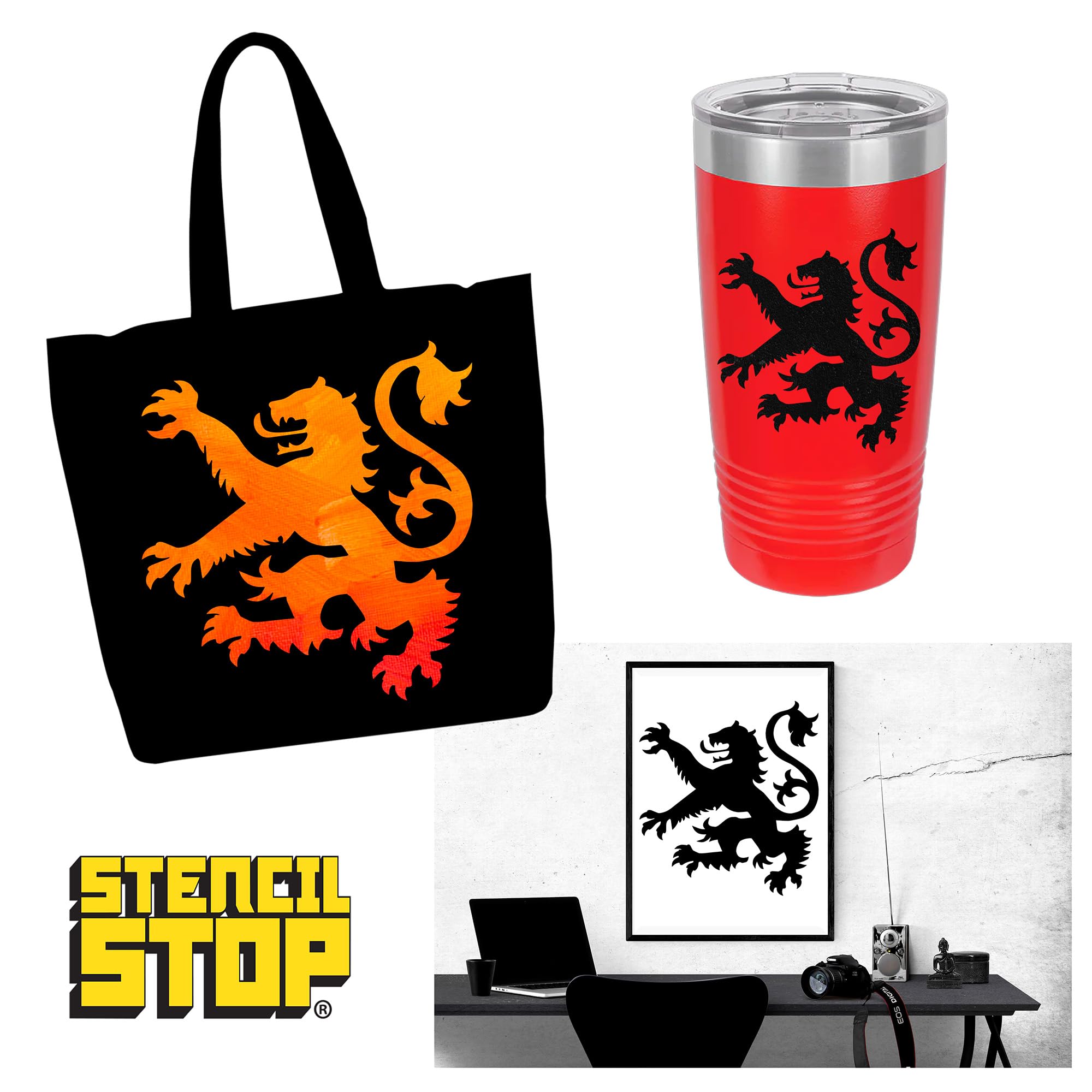 Stencil Stop Shikari Szablon lew, wielokrotnego użytku, do projektów DIY, malowania, rysowania, rzemiosła, 14 mil, tworzywo sztuczne mylarowe (61 x 61 cm)