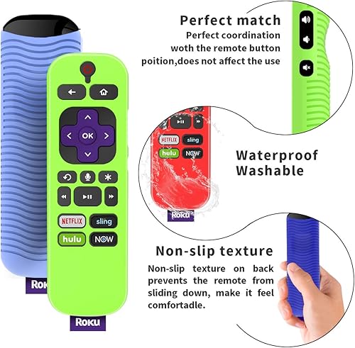 Miniatura 4 de Funda para control remoto TCL Roku TV Stick 3600R, TOLUOHU para control remoto TCL Roku, funda de silicona a prueba de golpes con cordón para