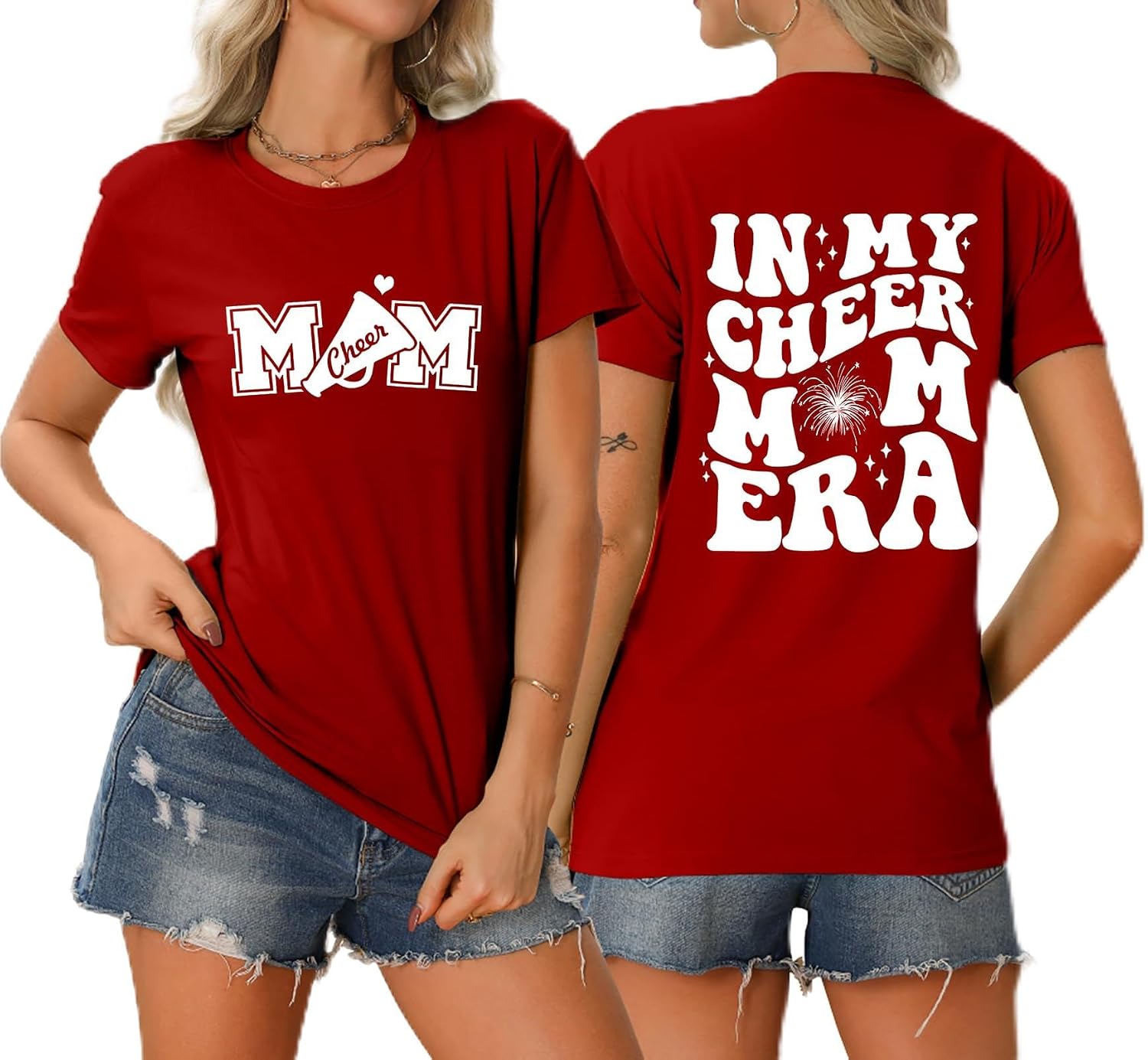 Cheer Mom Shirts for Women Funny Sports Mama Tee Tops Love Mama Shirt-in My Cheer Mom Era T-Shirts Gift Game Day