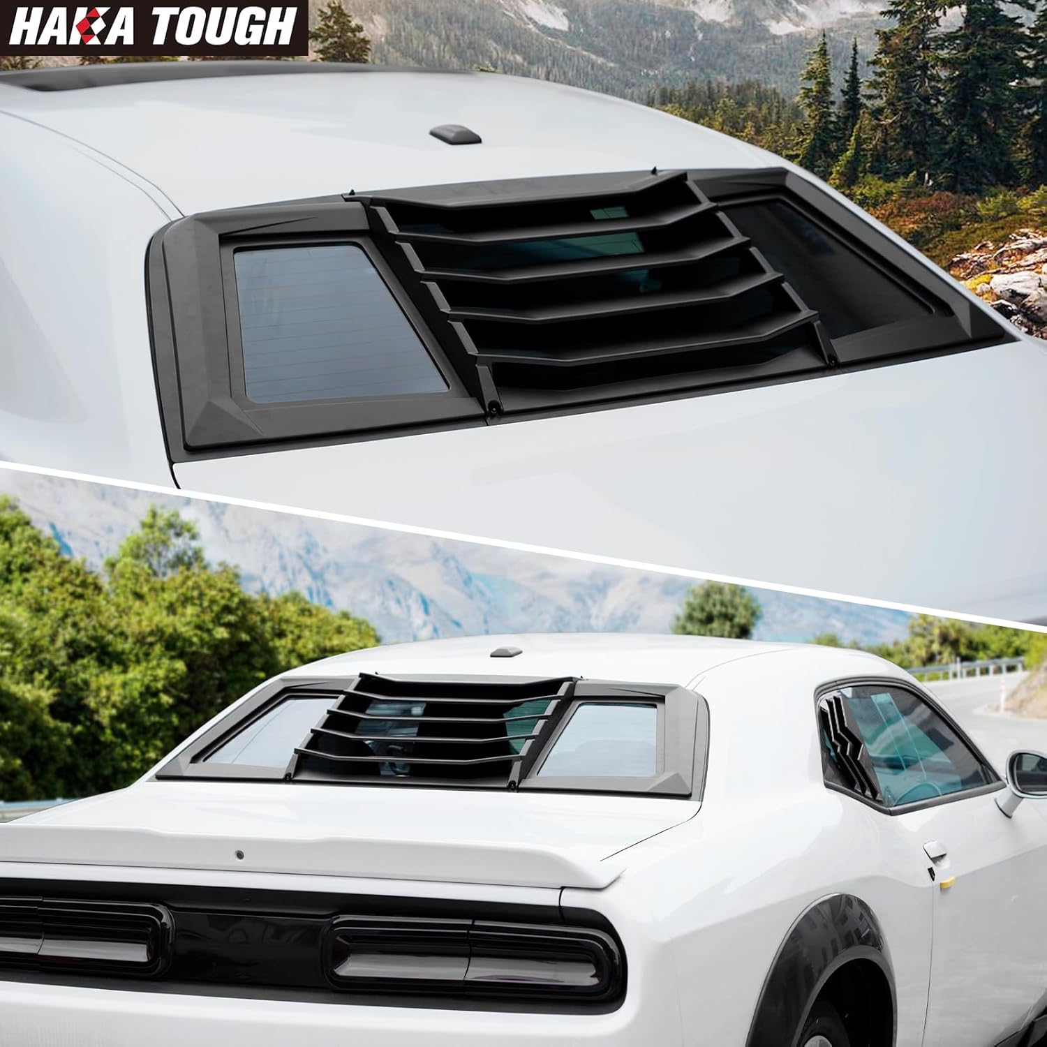 HAKA TOUGH Rear Window Scoop Louvers for Dodge Challenger 2016-2022 Accessories, Challenger Side Window Scoop Sun Shade Window Louver 1 PCS Black